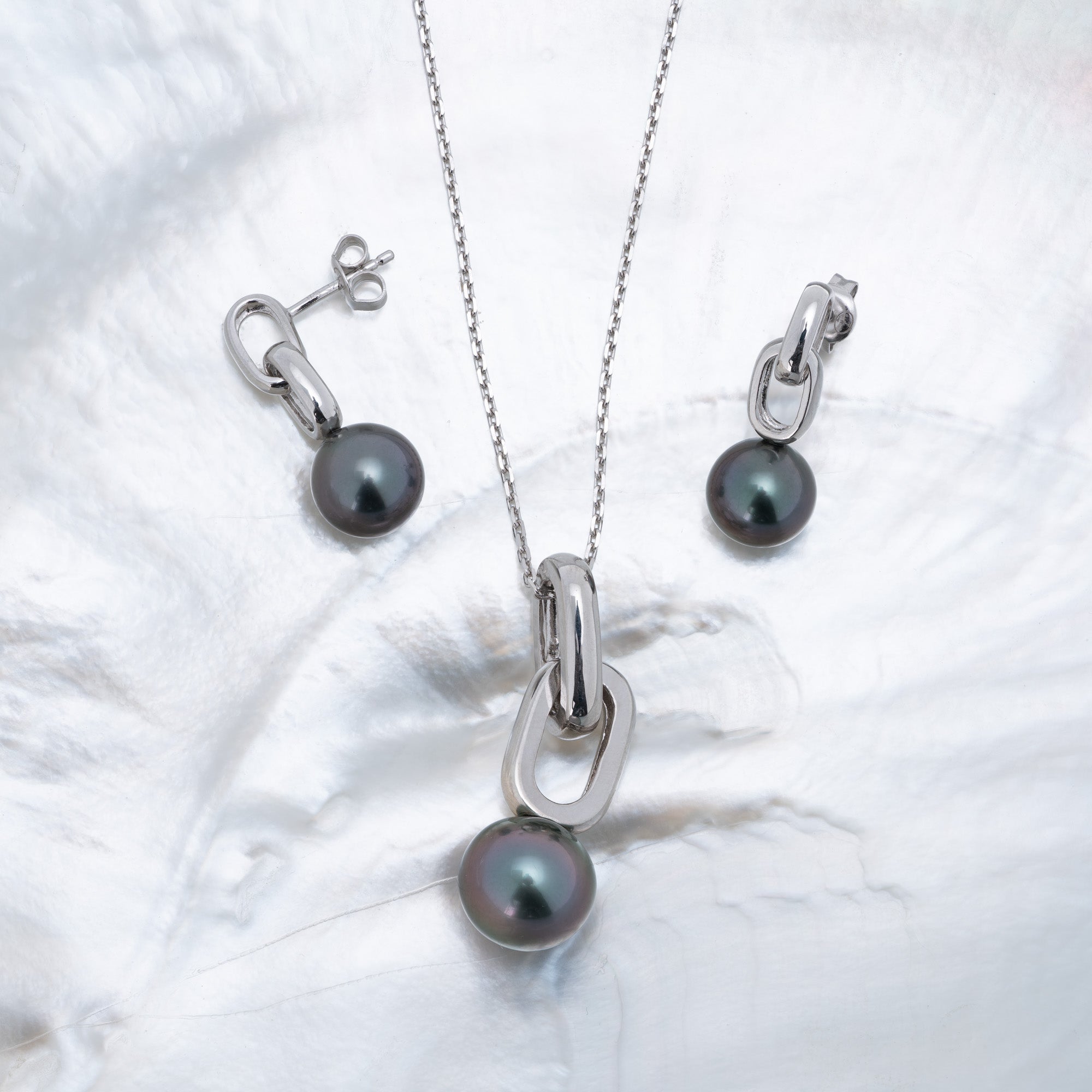 Parure argent et perles ovales (3)