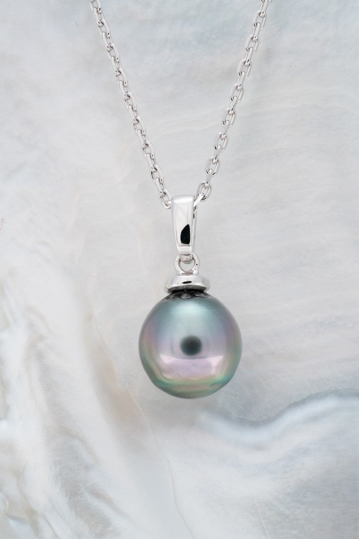 Pendentif argent et perle cerclée (1)