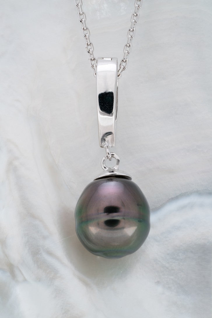 Pendentif argent et perle cerclée (6)