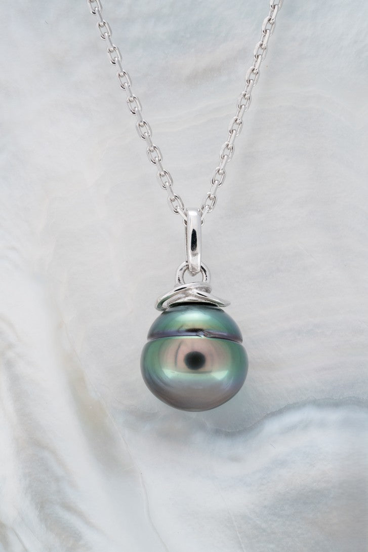 Pendentif argent et perle cerclée (2)