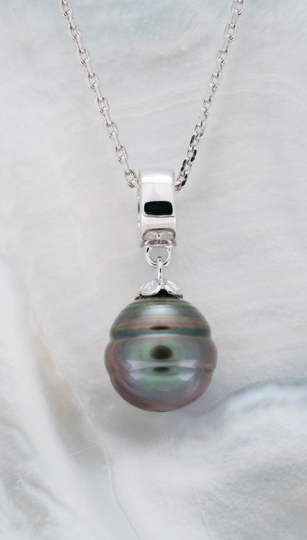 Pendentif argent et perle cerclée (4)