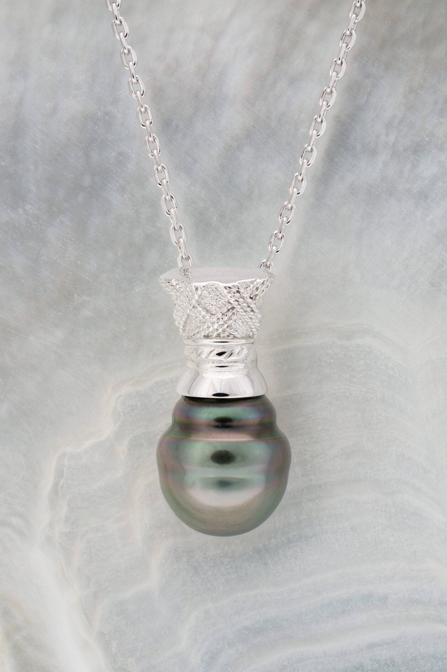 Pendentif argent et perle cerclée (7)