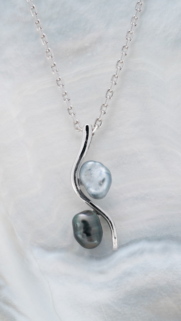Pendentif argent et keshis (1)