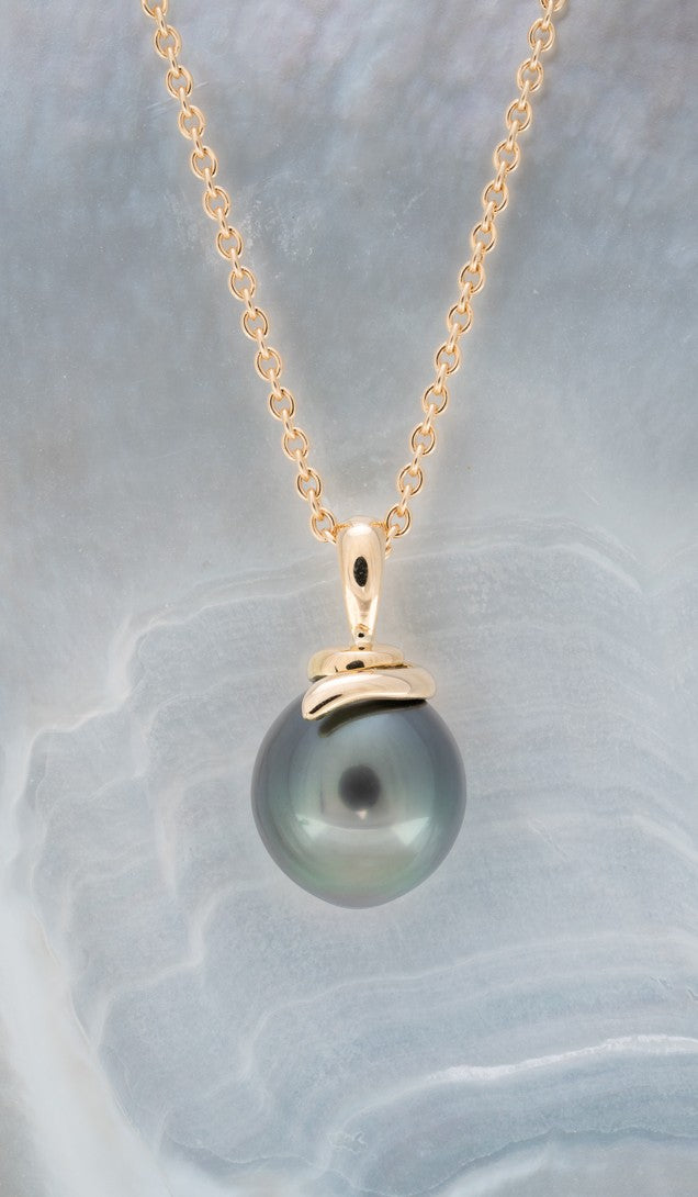 Pendentif or et perle ovale (4)