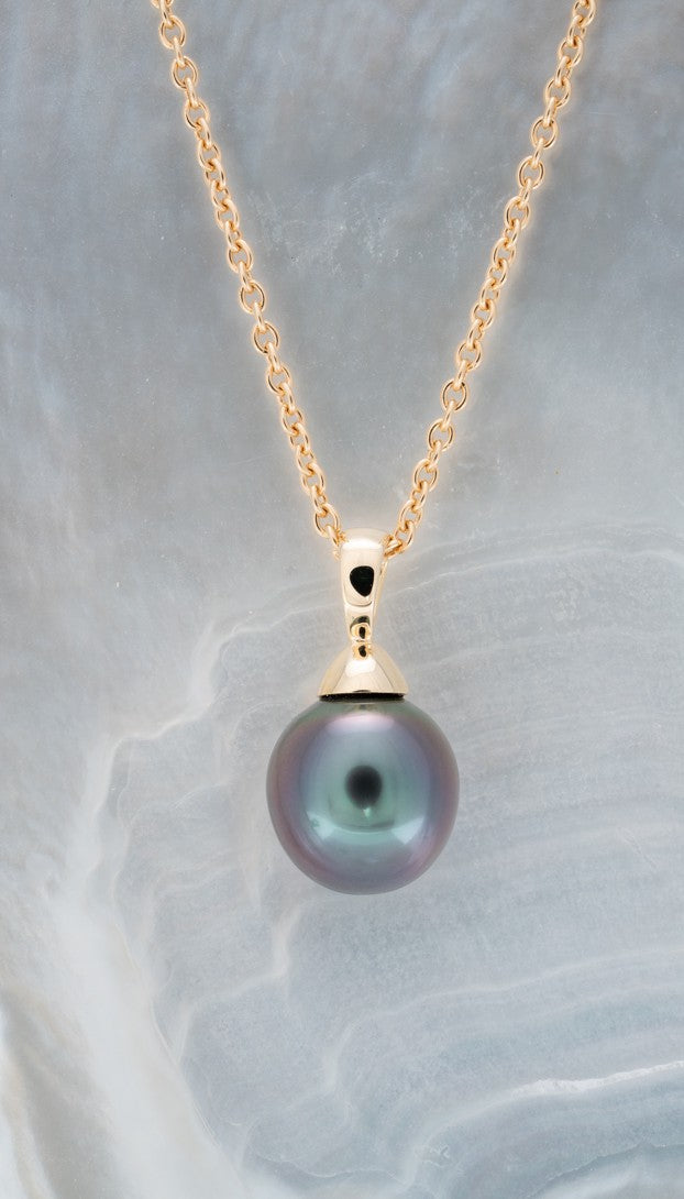 Pendentif or et perle ovale (3)