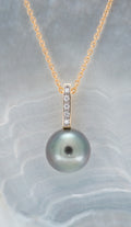 Pendentif or, diamant et perle ovale (2)
