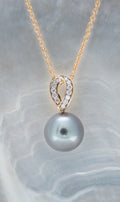 Pendentif or, diamant et perle ronde (5)