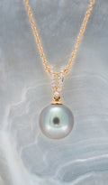 Pendentif or, diamant et perle ovale (3)