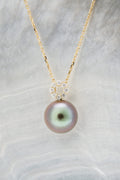 Pendentif or, diamant et perle ronde (2)