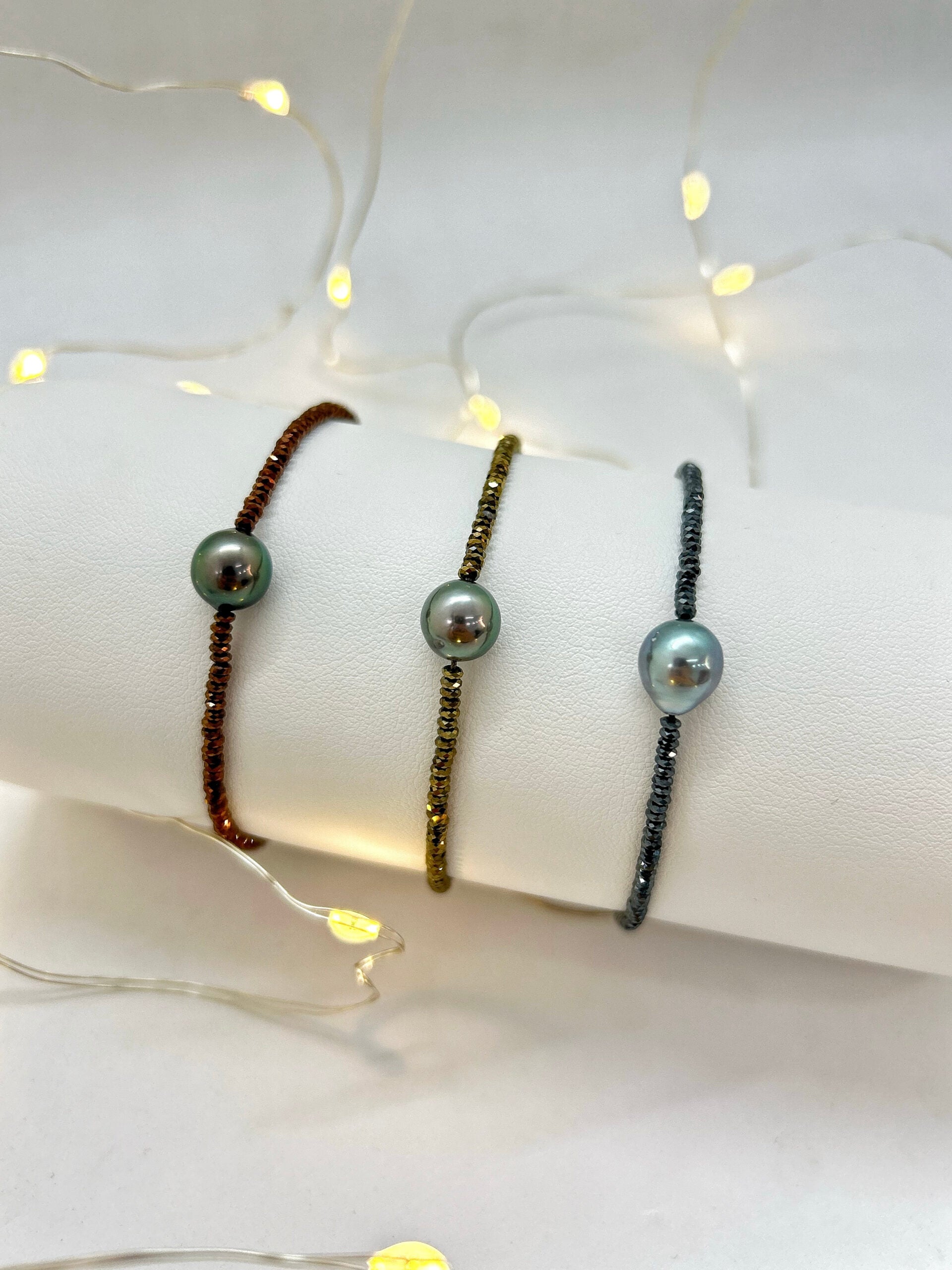 Bracelet perle baroque avec des hématites doré