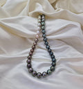 Collier rainbow de perles rondes fermoir or